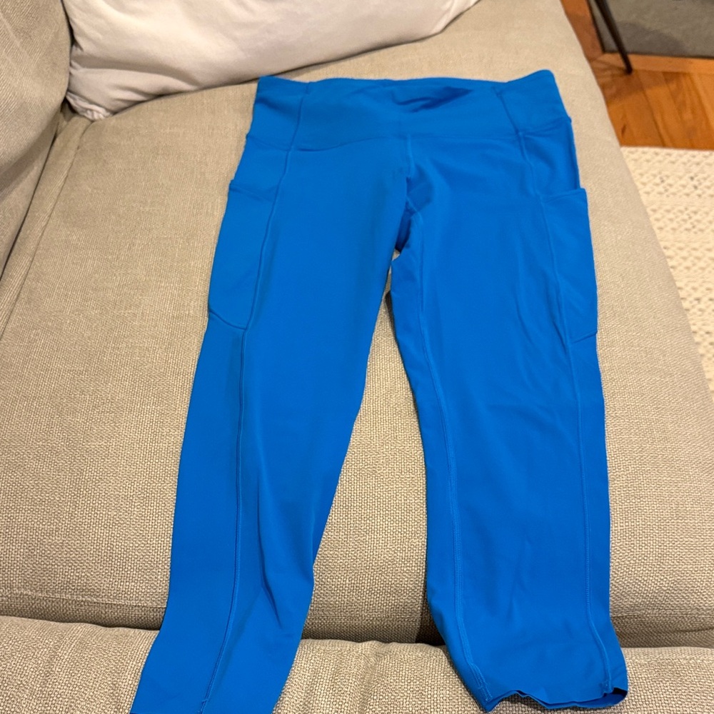 Bright Blue Athletic Leggings with Side Pockets